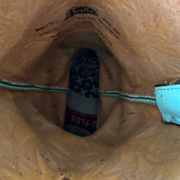 Justin Boots Women’s Turquoise and Tan Leather Boots | Size 9B - Picture 5 of 10